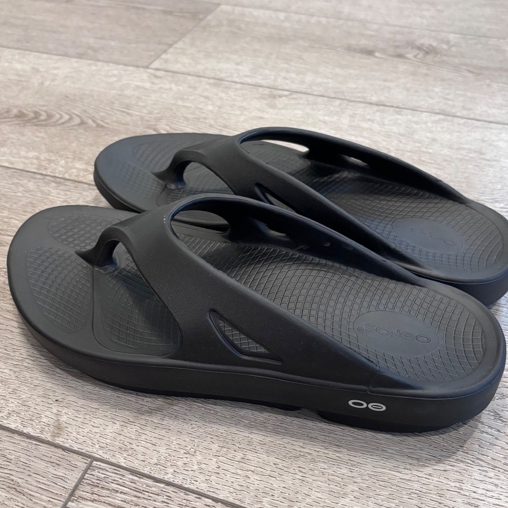OOFOS OOriginal Recovery Sandals Mens 11 Womens 13 Black Flip Flops Comfort - Picture 2 of 7